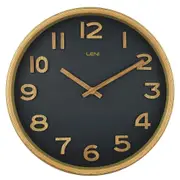 Leni Tilia Silent Sweeping Wooden Home Wall Timepiece Clock 25.5cm Black