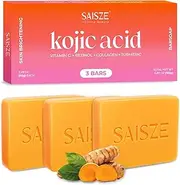SAISZE Kojic acid Soap Bar, Turmeric Soap Bar, Fresh Citurs Scent, Gentle for face and body with Vitamin C, Shea Butter, Olive Oil, Collagen