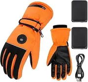[ノーブランド品] Heated Gloves for Men, Rechargeable Heated Gloves | Winter Warm Heated Gloves,Touch Screen Waterproof Rechargeable Reflective Heated Running Gloves for Winter Driving, Typing, Running