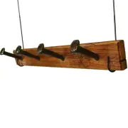 Wall mount Coat Rack, Rustic, 5 Hooks, Recycled 35mm Hardwood & Railway spikes
