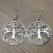 Tree of Life Silver Round Hoop Drop Dangle Hook Earrings Women�s Jewellery Gift