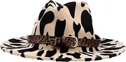 [ANDRESLAD] Ladies Hat Leopard Print Fedora Cap Fashion Flat-Edge for Dinner Party Beige