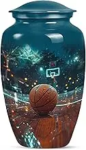 Basketball Decorative Blue Urn - Funeral Urn for Ashes Adult Men & Women - Burial Cremation Urns for Human Ashes - Unique Funeral Memorial Tribute - 10 Inch
