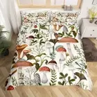 Moth Bedding Set for Girls Boys Children Botancial Fungus Comforter Cover