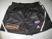 COLLINGWOOD- NATHAN BUCKLEY HAND SIGNED COLLINGWOOD SHORTS UNFRAMED
