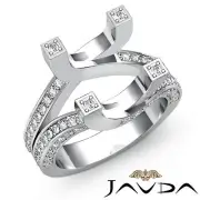 Diamond Engagement Fashion Ring 18k White Gold Pave Set Round Semi Mount 1.5Ct
