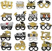 Prom Glasses | Graduation Photo Props and Eyeglasses Set - Booth Black and Gold Grad Eyeglasses Party Favors for Boys, Kindergarten & Girls