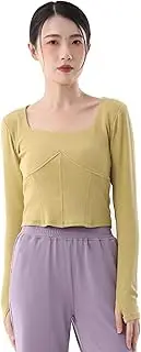 [Angcoco] Women's Square Neck Short/Long Sleeved Light Padded Slim T Shirt