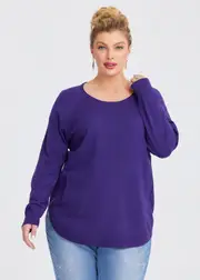 [Virtuelle] Taking Shape Natural Curved Hem Pocket Jumper Size 20 in Oxford Purple, Viscose - Plus Size Women's Clothing Oxford Purple