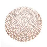 4/6PCS Anti-slip Placemats Drink Coasters Insulation Pad Kitchen PVC Round 38cm Table Mat Rosegold