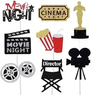 Movie Night Cupcake Toppers Decoration Hollywood Party Favors Food Picks Supplies Pack of 24 Glitter Movie Cake Toppers