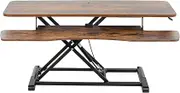 VIVO 107cm Desk Converter, Height Adjustable Riser, Sit to Stand Dual Monitor and Laptop Workstation with Wide Keyboard Tray, Vintage Brown Top, Black Frame, DESK-V042KN