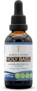 Holy Basil Tincture Alcohol-Free Extract, Organic Holy Basil (Ocimum Tenuiflorum) Dried Herb Tincture Supplement (2 FL OZ)