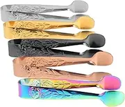 iplusmile 5pcs Stainless Steel Tongs Pattern Mini Food Handlers for Ice Cubes Sugar Cubes Cookies Kitchen Tongs for Coffee Bar Appetizer Serving