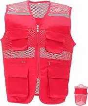 [MUCKLILY] Reflective with Pockets Portable High Visibility Vest for Volunteers Construction Cycling and Night Events Mesh Design for Sanitation and Security Use