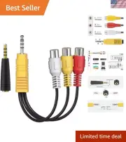 High-Quality 6-Inch RCA to 3.5mm Audio/Video Connector - Ideal for Retro Systems