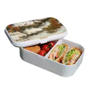 Lunch Box Food Container Snack Picnic Authentic Wood Strap Cutlery Sea Window
