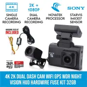Elinz 4K 2K Dual Dash Cam WiFi GPS Car Camera Recorder WDR Night Vision Hardwire Fuse Kit 32GB