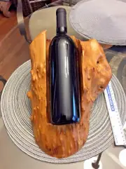 Hand Made Wooden Wine Bottle Holder-beautiful Natural Wood Knot- Nice Design!!