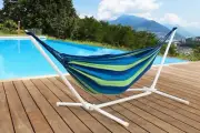 Basics Hammocks Portable Polycotton Swing with Carrying Bag - Blue＆ Green Stripe
