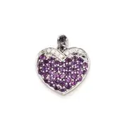 Sterling Silver Amethyst u0026 Diamond Heart Pendant