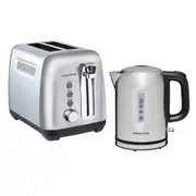 Morphy Richards Equip 1L Kettle and 2 Slice Toaster Set (Silver)