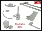 CHROME DOUBLE TOWEL RAIL TOILET BRUSH GLASS SHELF ROLL HOLDER TOOTHBRUSH RING