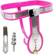 SAHOOSAFETY Chastity Belt Penis Cage With Metal Anal Plug, Chastity Belt Man Bondage Chastity Device BDSM Men Sex Toys For Men(Pink,90cm-100cm)