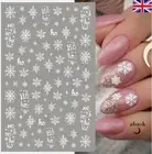 Christmas Nail Art Stickers Decals White Snowflakes Ho Ho Ho Stars Xmas Nails