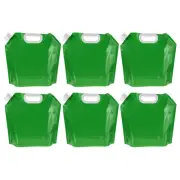 6Pcs 5L Collapsible Water Container Bag Plastic Storage Jug Folding Bag Green