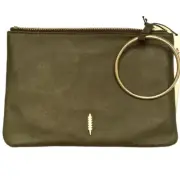 THACKER | NWT Gable Leather Travel Clutch - Olive Green