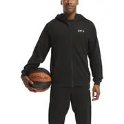 Reebok Basketball Full-Zip Polyester Hoodie Black Mens Pullover Jumper