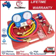 R134a R410a R22 HVAC A/C Manifold Gauges Set Refrigerant Kit 5ft Hoses Coupler