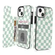 Compatible with 6.1" Wallet Case with Card Holder iPhone 14/13 Checkerboard