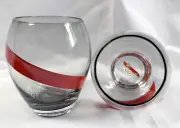 2 New G H Mumm Stemless Champagne Glasses 10 oz Red swirl