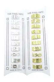 Ornate Plated Gold & Silver 10 Piece Toe Ring Sets #R1157A