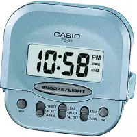 在飛比找momo購物網優惠-【CASIO 卡西歐】輕巧型摺疊電子鬧鐘(藍-PQ-30-2