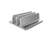 Double Adjustable Vertical Laptop Stand , Aluminum Desktop Dual Holder for All MacBook/Chromebook/Surface/Dell/iPad Up to 17.3 Inches-SILVER