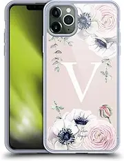 Head Case Designs Officially Licensed Nature Magick Letter V Floral Monogram Pink Flowers 2 Gel Case [Military Grade Protection] Compatible with Apple iPhone 11 Pro Max