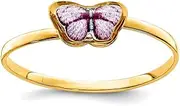 [JewelryWeb] 14k Solid Yellow Gold Enamel Butterfly Angel Wings Teen Ring Size 4 Band Style-Ring