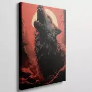 Majestic Red Wolf Howling at the Moon Wall Art Canvas Unframed Print Art