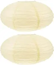 Oval, 2pcs Foldable Paper Lamp Shades Round Hanging Paper Lamp Replacement Japanese Pendant Lamp Shade for Living Room Bedroom