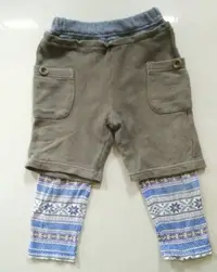 在飛比找Yahoo!奇摩拍賣優惠-日本Nissen-秋。童裝 -褲子2條組-卡其+北歐風圖案-