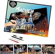 Scratch Painting Kits for Adults & Kids,Scratch Art Scratchboard,Family Creative DIY Painting Papers,4 Sheets with 4 Tools by Iskueal(Aachen Germany)