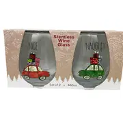 Naughty Nice Stemless Wine Glass 460ml Set 2