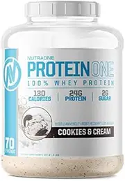 ProteinOne Whey Protein Powder by NutraOne – Non-GMO and Amino Acid Free Protein Powder (Cookies & Cream - 5 lbs.)