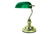 Oriel OL99441BP | Bankers Lamp Switched With Green Glass Shade | Brass Plated