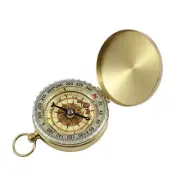 Outdoor Camping Luminous Brass Pocket Watch Style Military Army Compass Keychain