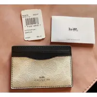 在飛比找蝦皮購物優惠-全新COACH 經典C紋敞口卡片包 防刮名片夾 信用卡夾 可