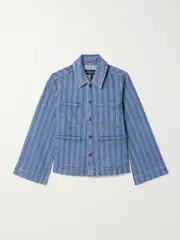 [Veronica Beard] Veronica Beard - Dahl Striped Denim Jacket - Blue - medium medium Blue